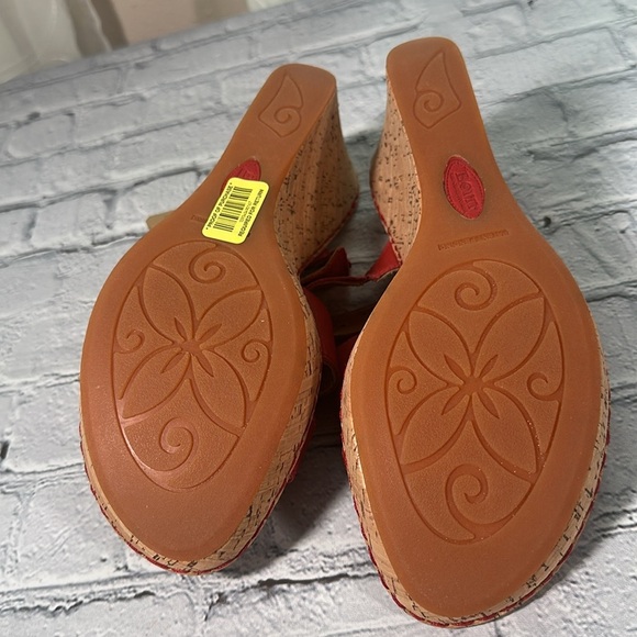 Born Wedge Sandals Women's 9 EU 40.5 Brick Red Leather Cork Wedge Shoes - Picture 10 of 16